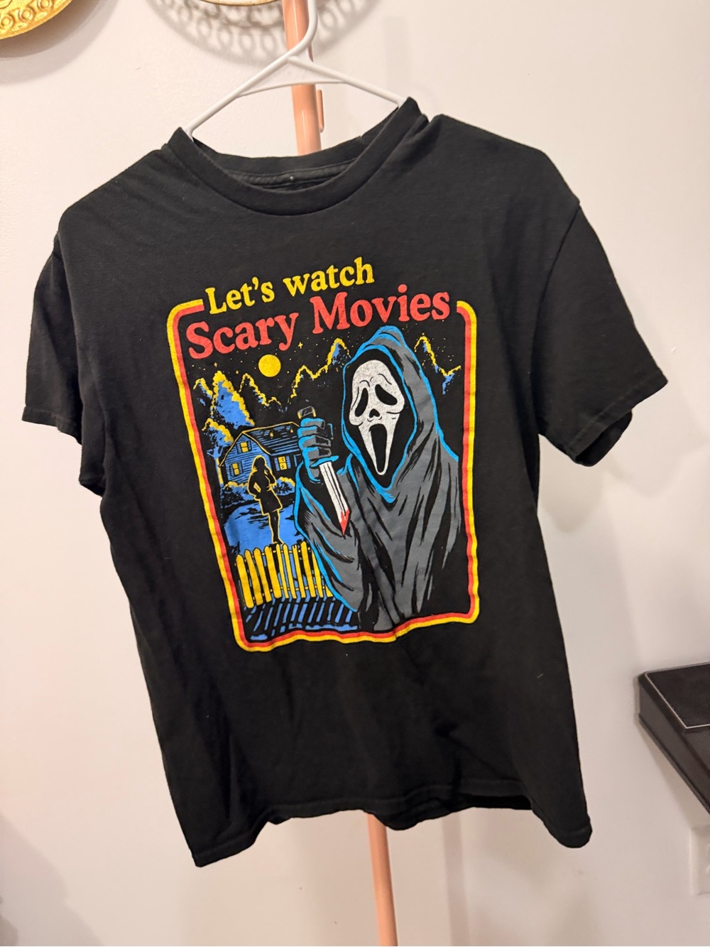 Silver Jeans Black Graphic Tee with Multicolor Horror Print